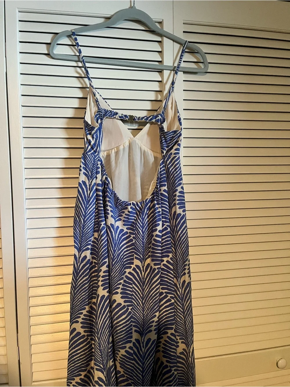 Abercrombie & Fitch Palm Leaf Backless Cami Maxi Dress (Size S, Blue/Cream)